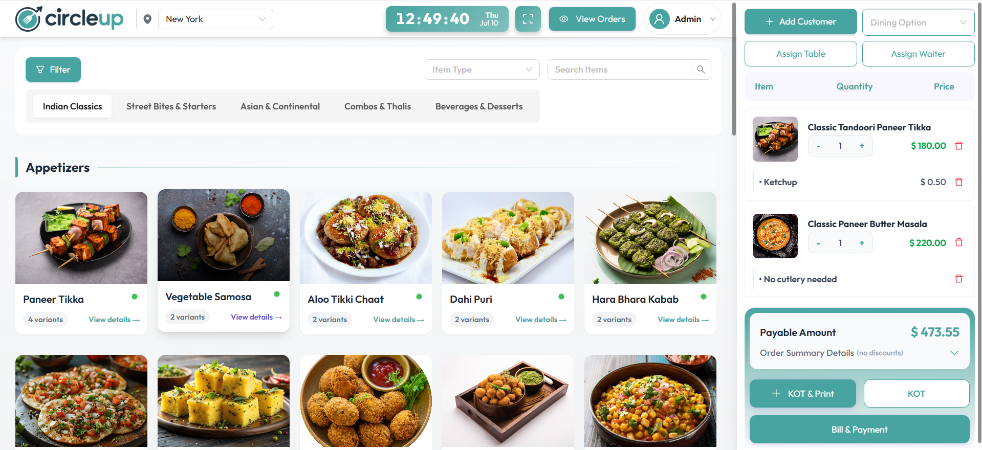 CircleUp POS System Dashboard Interface